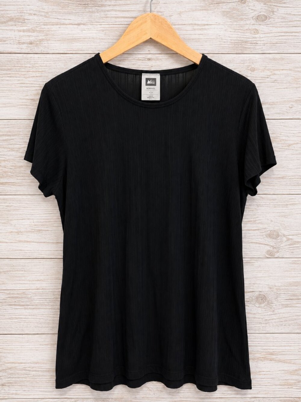 REI Women’s 100% Silk Short Sleeve Base Layer Top Black L